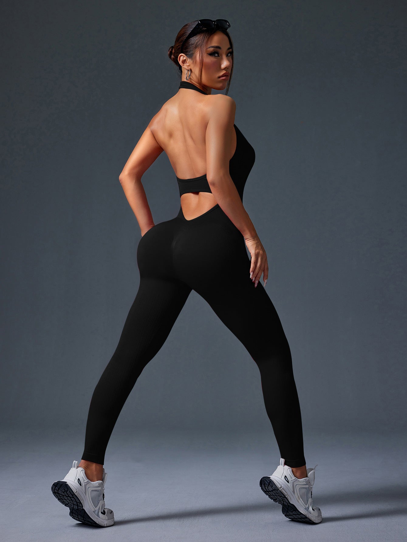 Lila Zen Halter Open-Back Seamless Sculpt Yoga Jumpsuit