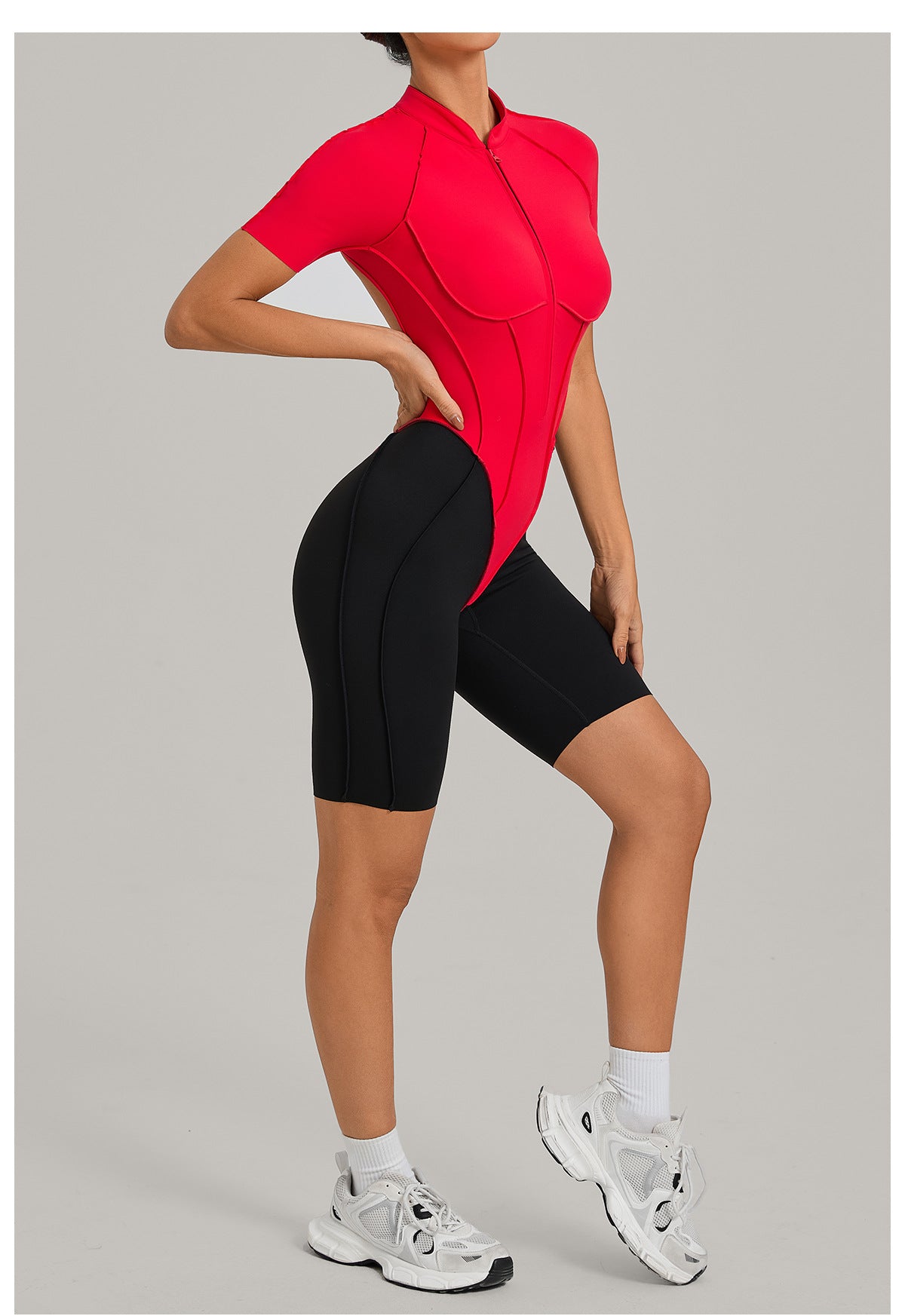 Lila Zen Half-Zip Open-Back Sculpt Romper