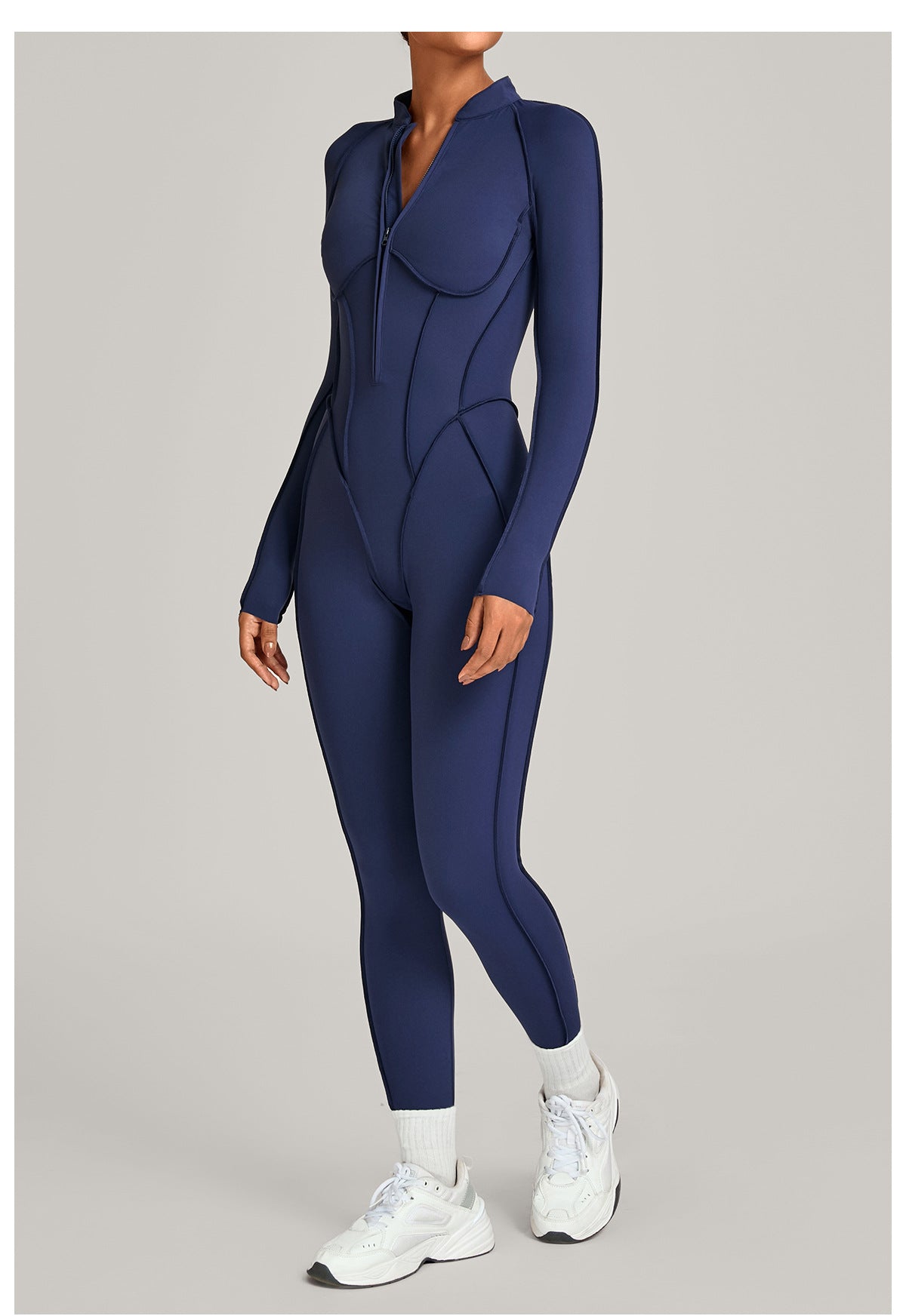 Lila Zen Half-Zip Contour Sculpt Long Sleeve Yoga Jumpsuit
