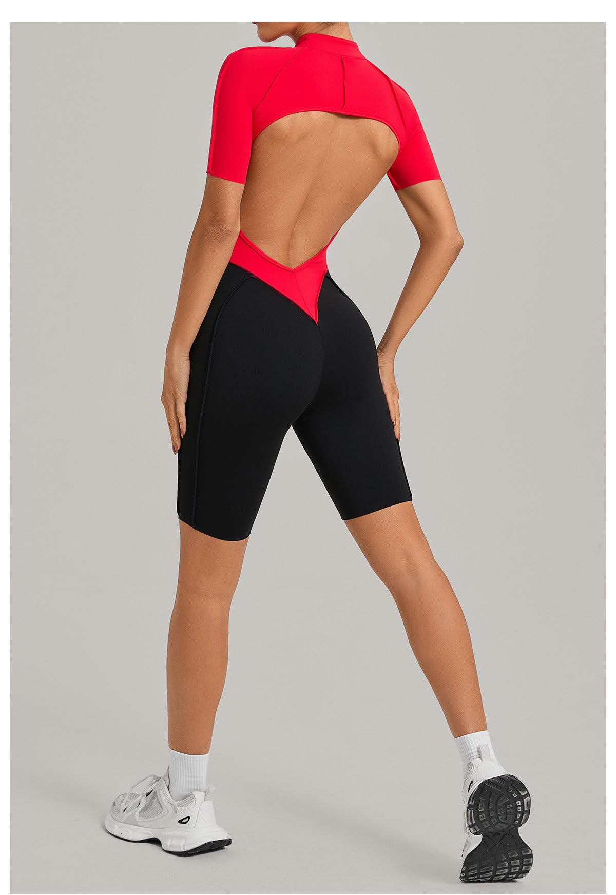 Lila Zen Half-Zip Open-Back Sculpt Romper