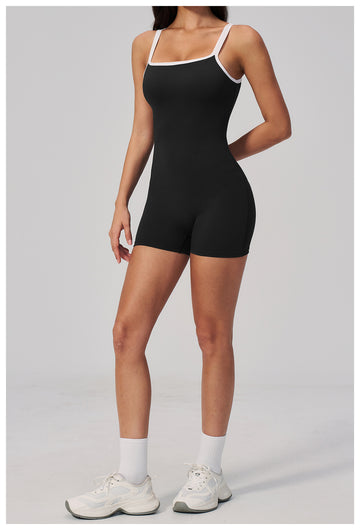 Lila Zen Contrast Trim Open-Back Sculpt Romper