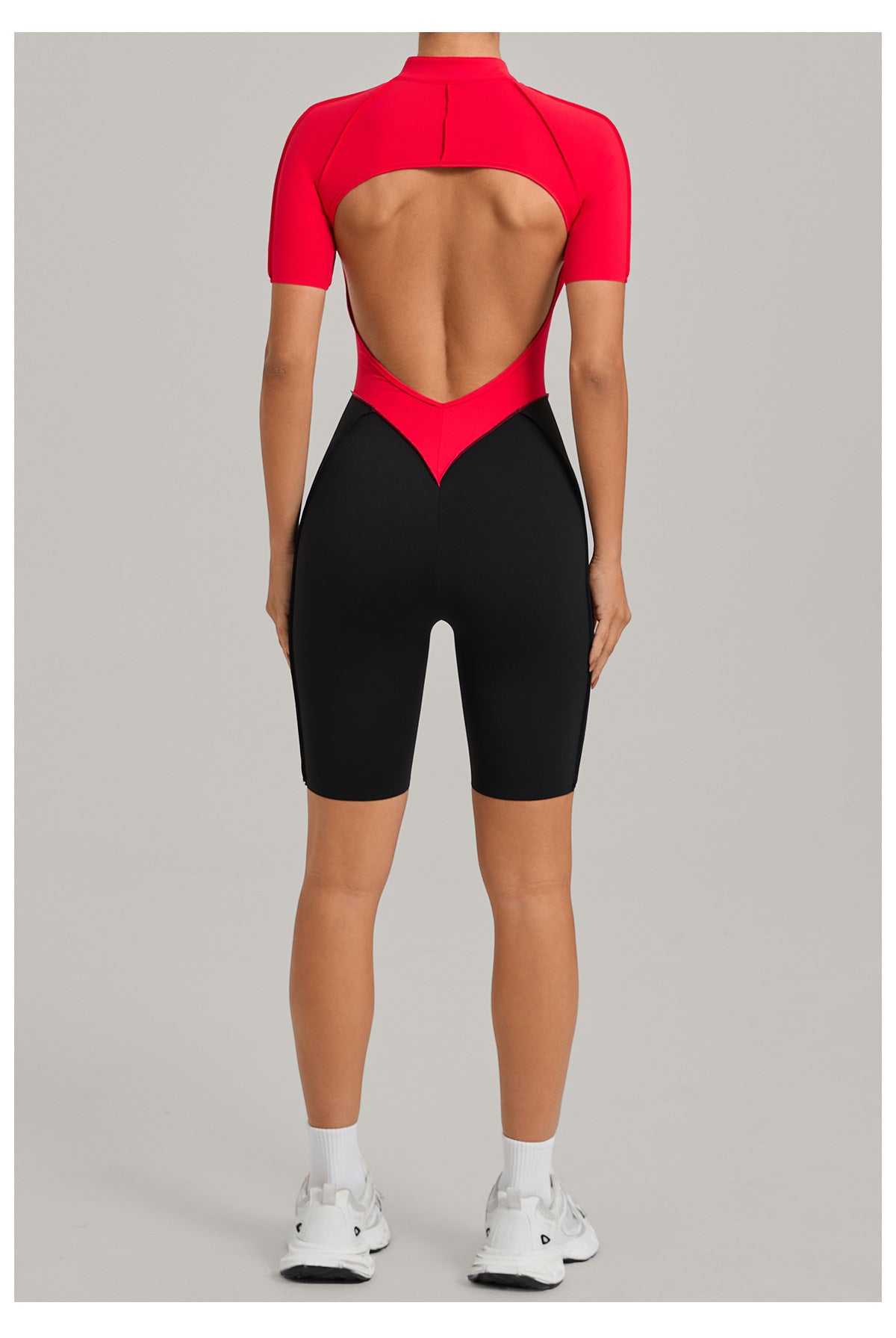 Lila Zen Half-Zip Open-Back Sculpt Romper