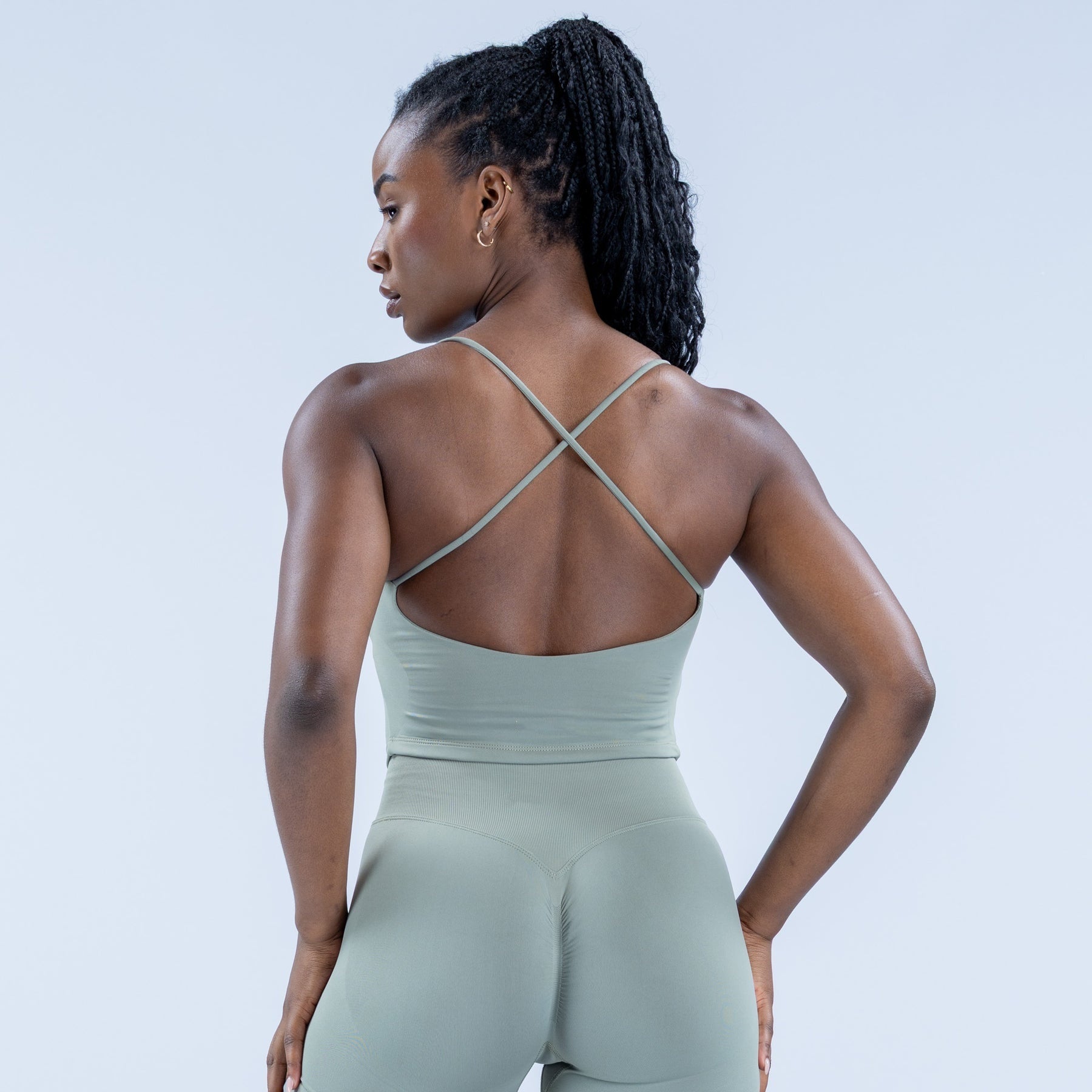 Lila Zen Halter Open-Back Sculpting Yoga Tank Top