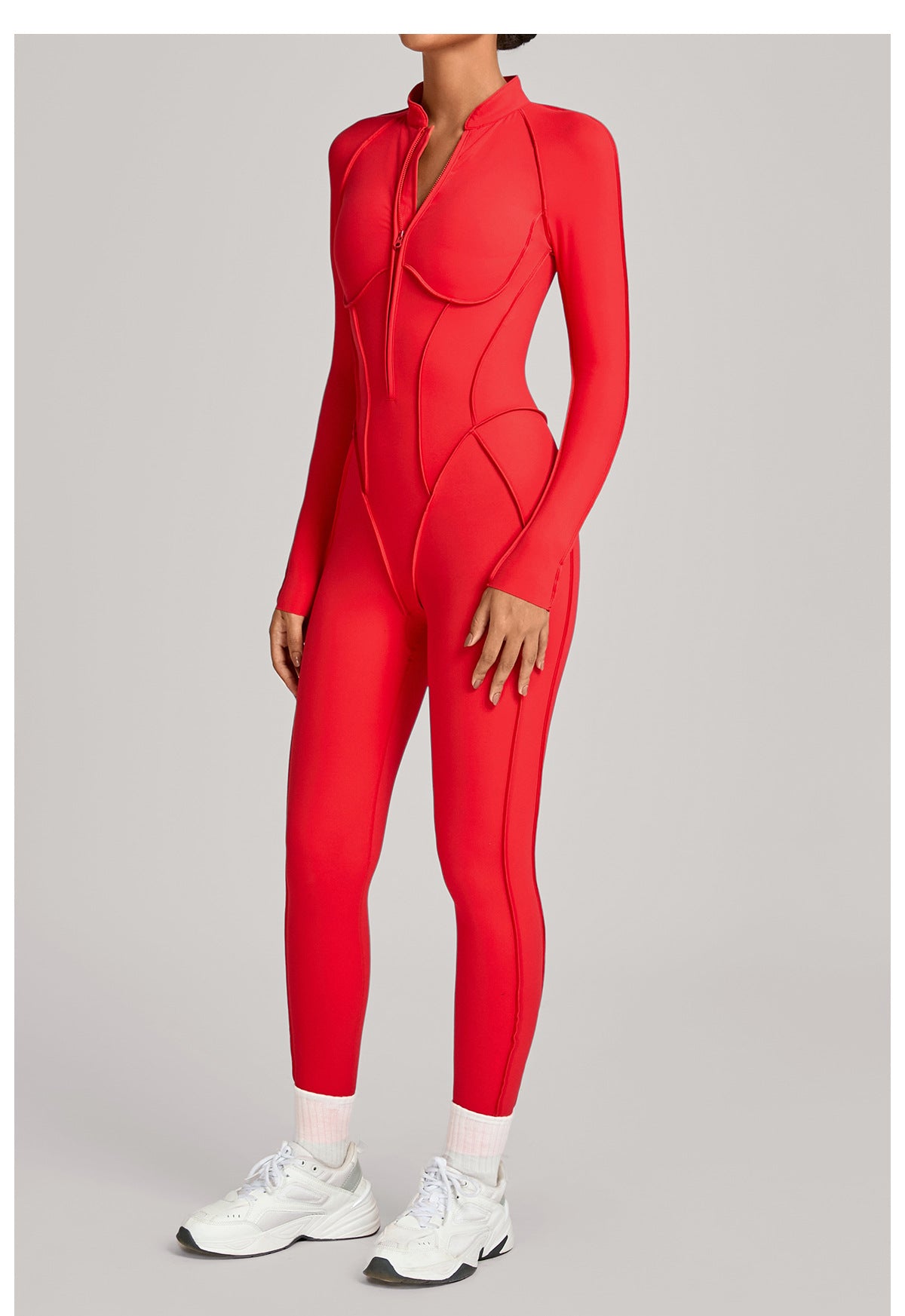 Lila Zen Half-Zip Contour Sculpt Long Sleeve Yoga Jumpsuit