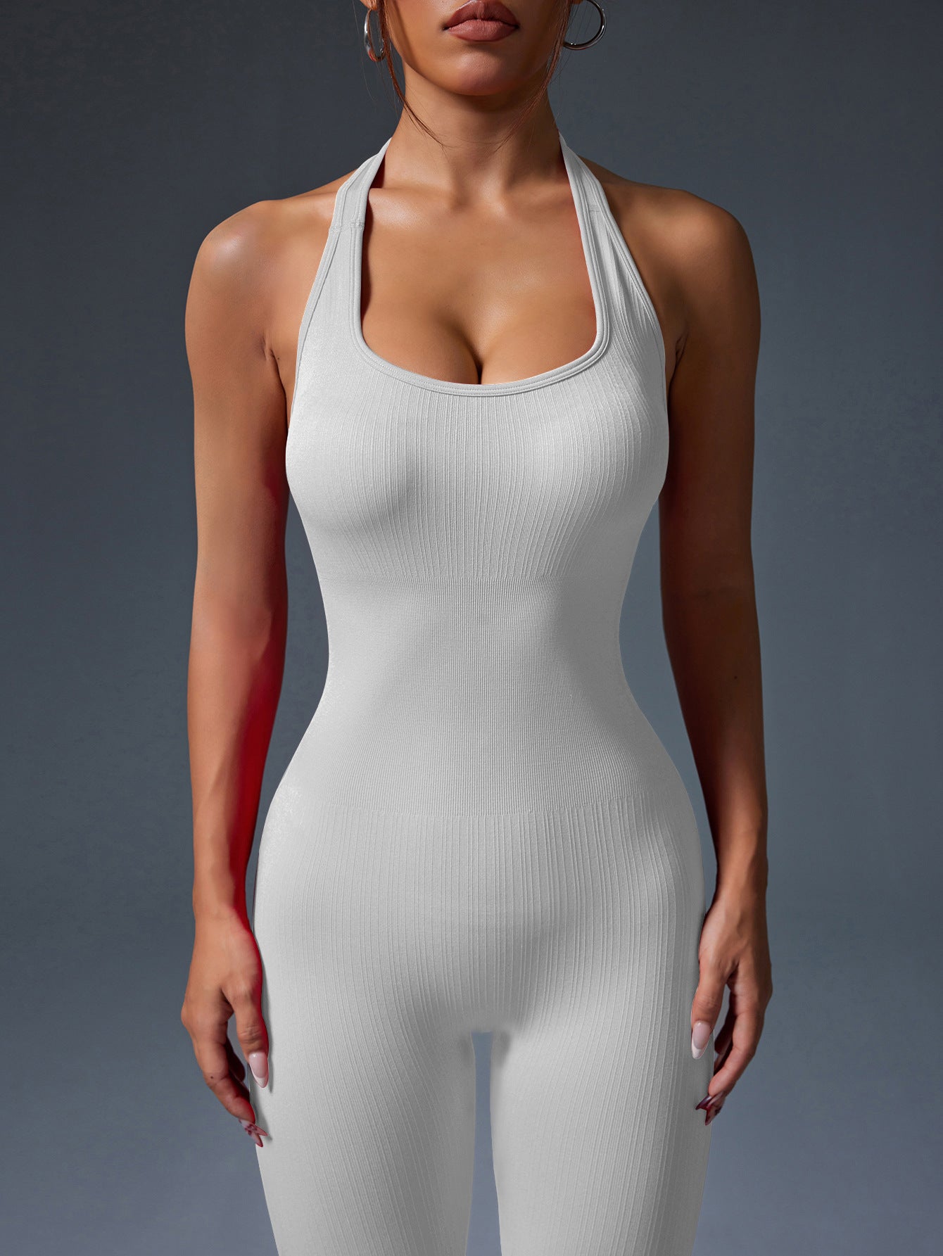 Lila Zen Halter Open-Back Seamless Sculpt Yoga Jumpsuit