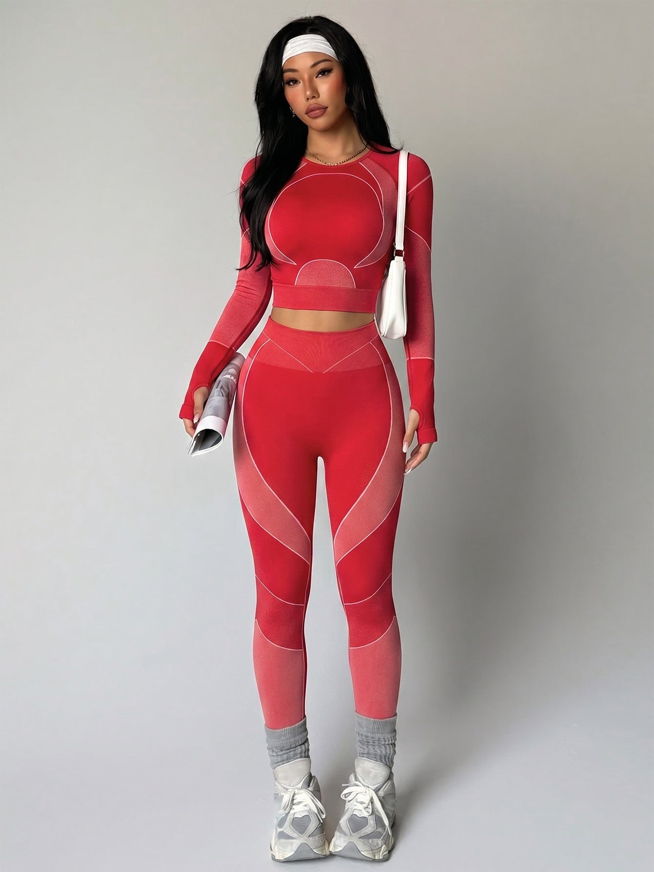 Lila Zen Seamless Long Sleeve Crop Top & High-Waisted Leggings Set