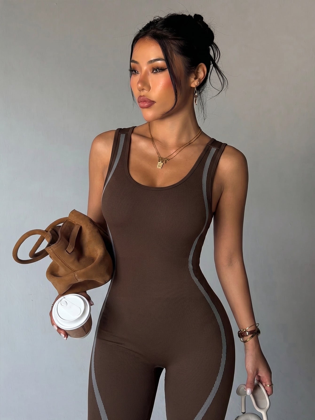 Lila Zen Open-Back Sculpt Yoga Jumpsuit