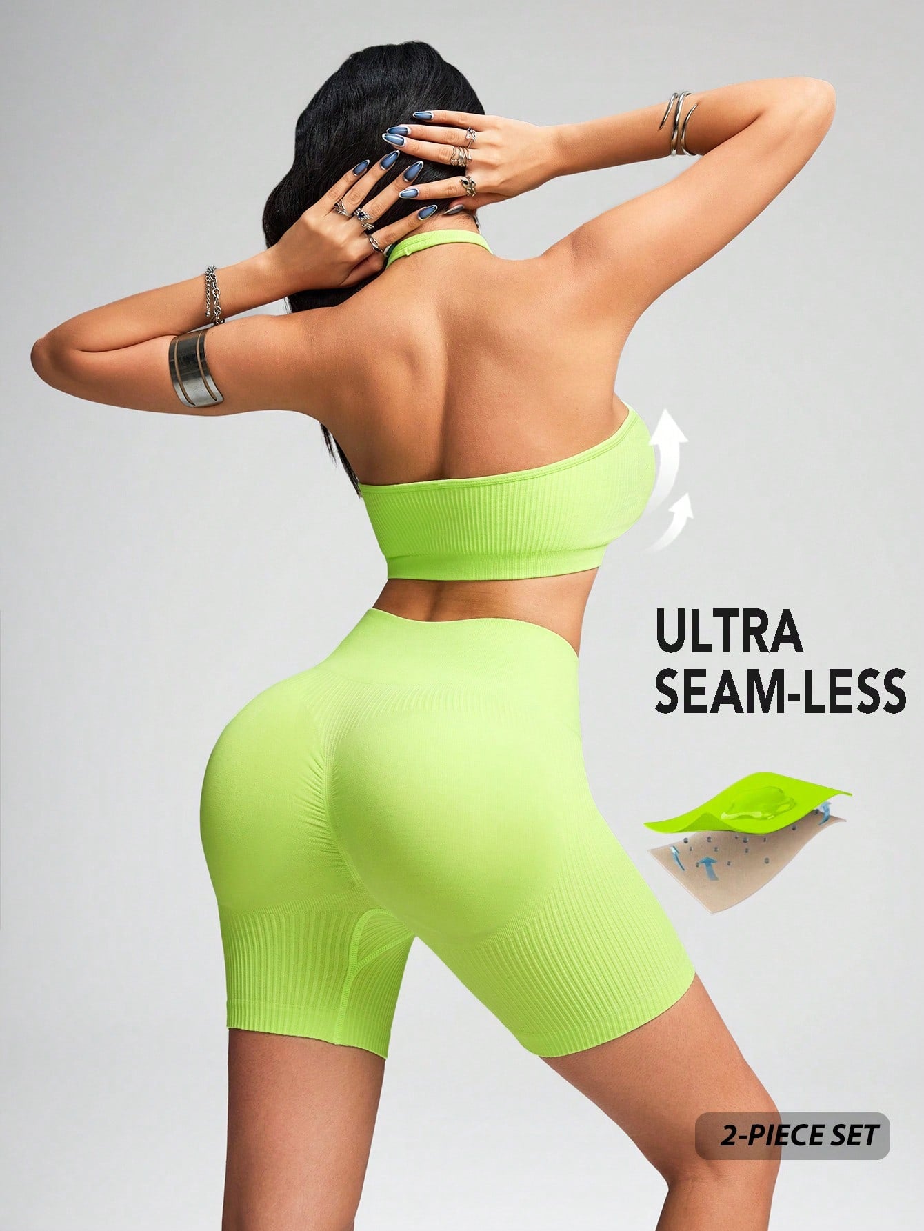 Lila Zen Crisscross Halter Ribbed Seamless Yoga Shorts Set