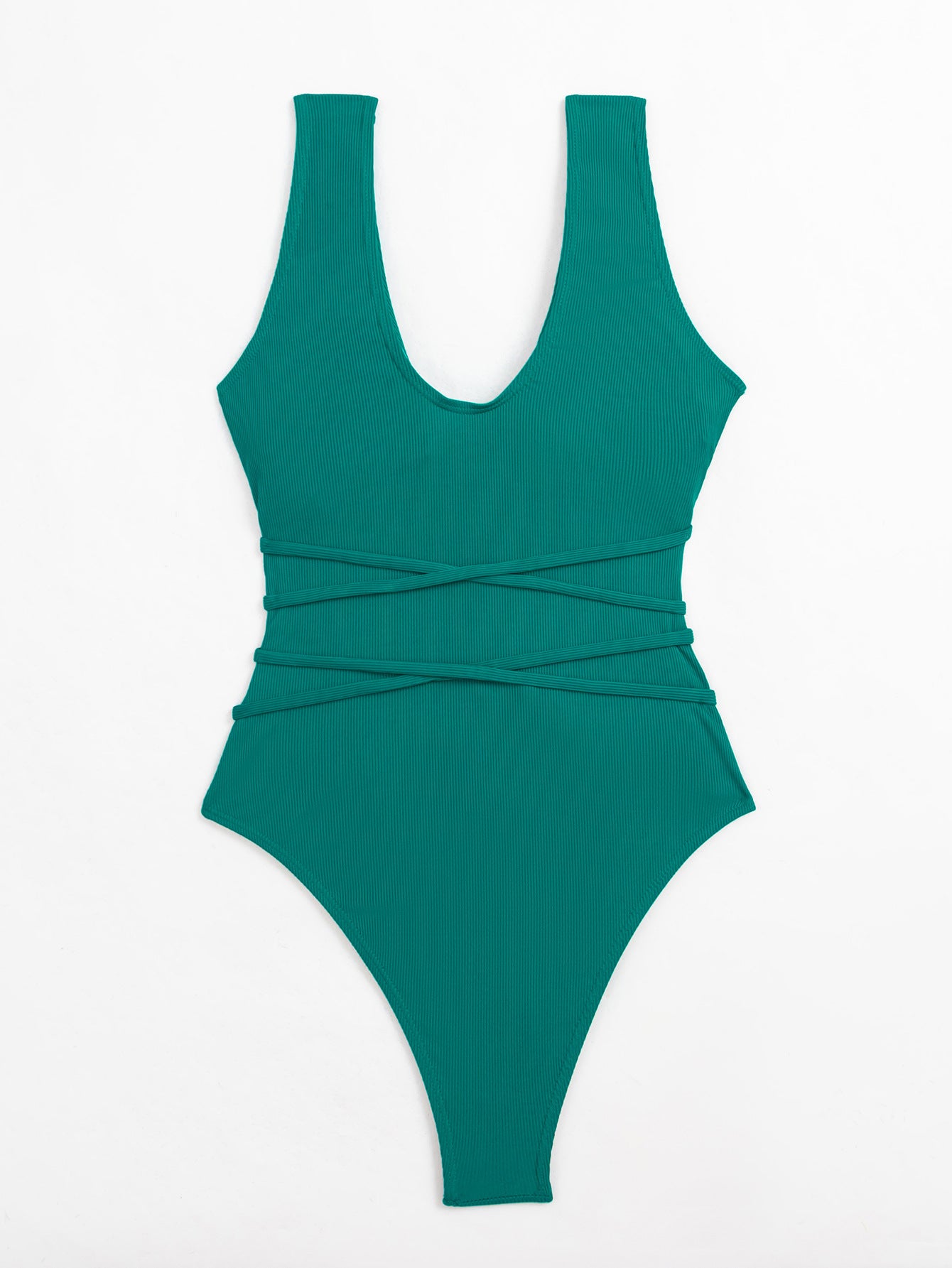 Lila Zen Deep V High Cut Lace-Up One-Piece Swimsuit