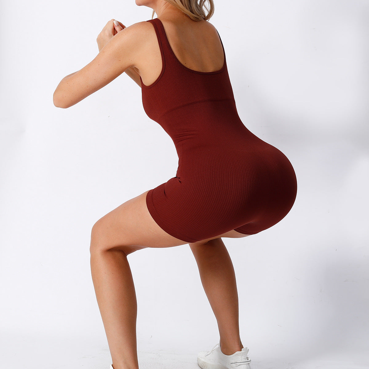 Lila Zen Ribbed Seamless Sculpt Romper Shorts