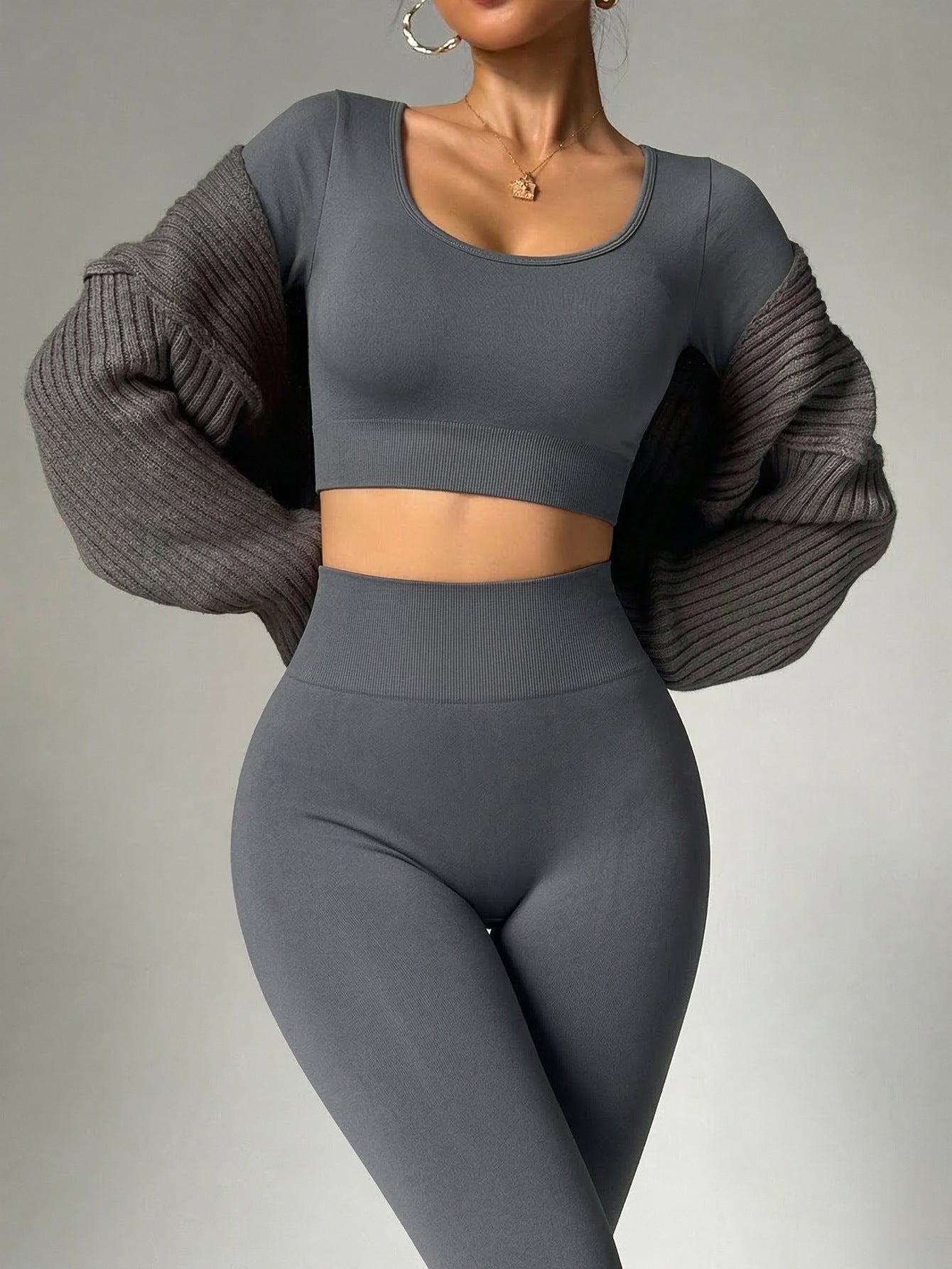 Lila Zen Cross-Back Long Sleeve Sculpting Workout Set