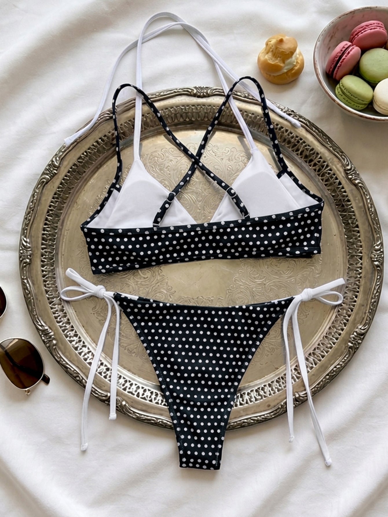 Polka Dot Layered Side-Tie Bikini Set