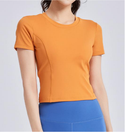 Lila Zen Drawstring Backless Ruffled Bra with Padded Chest Short-Sleeve Fitness Yoga Wear