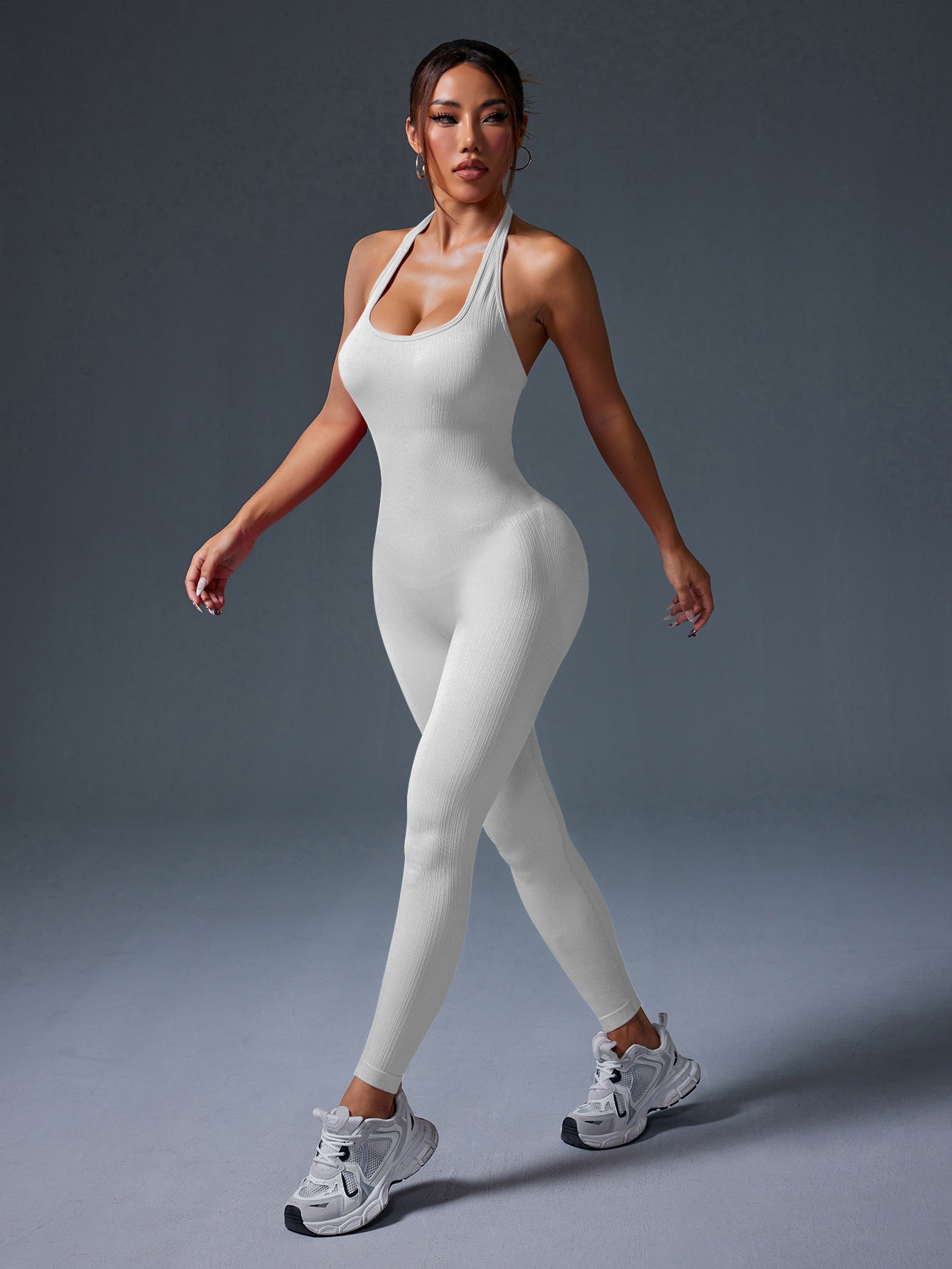 Lila Zen Halter Open-Back Seamless Sculpt Yoga Jumpsuit