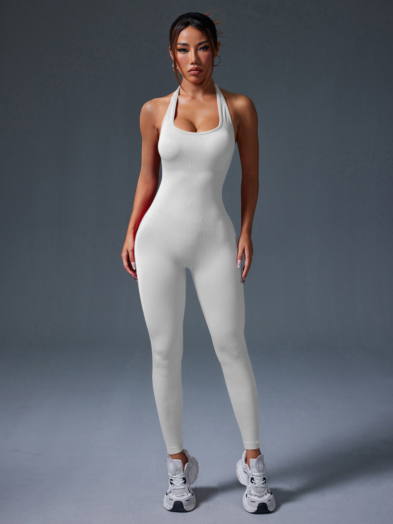 Lila Zen Halter Open-Back Seamless Sculpt Yoga Jumpsuit