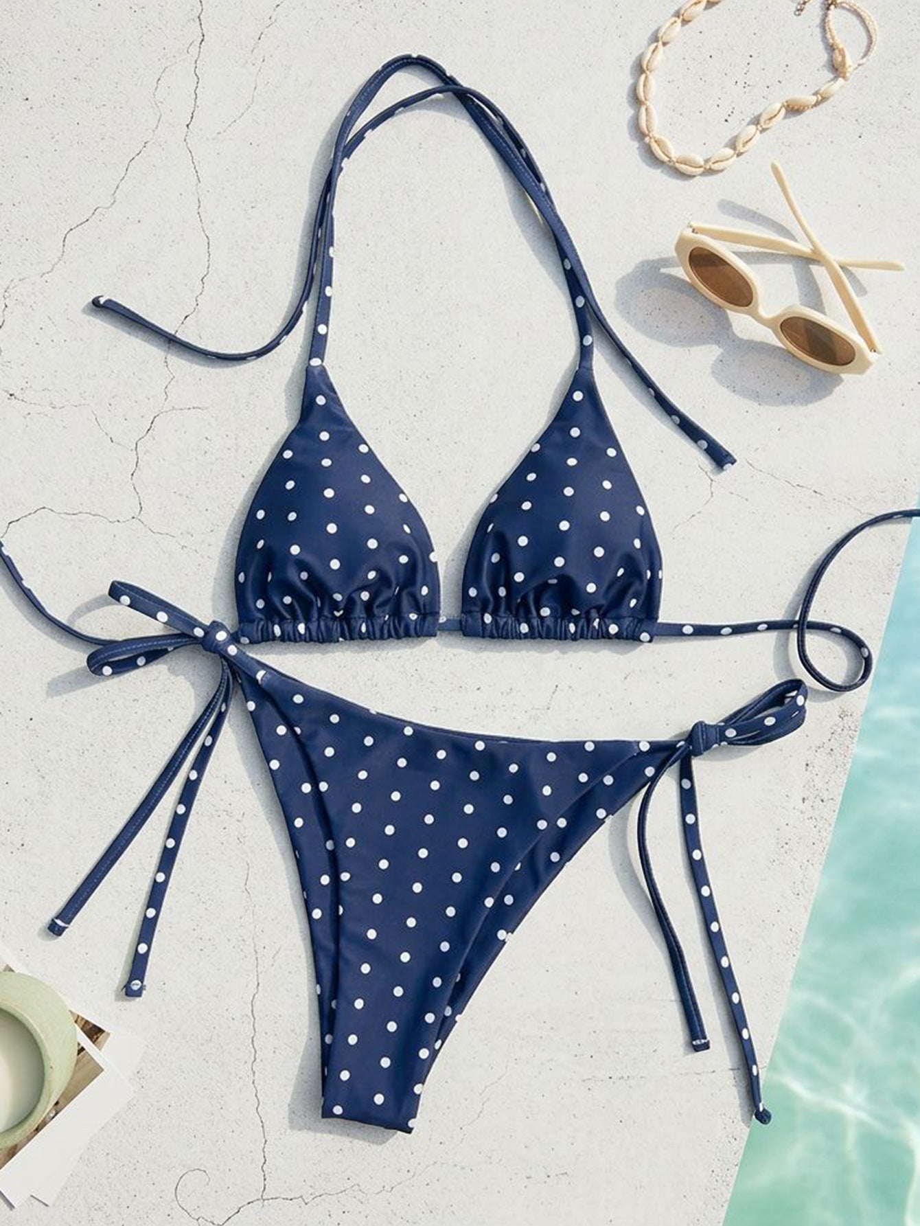 Printed Triangle Tie Side Bikini Set