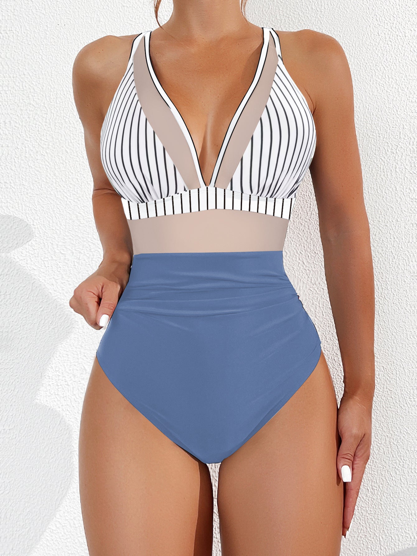 Lila Zen Plunge Mesh Tummy Control One-Piece Swimsuit