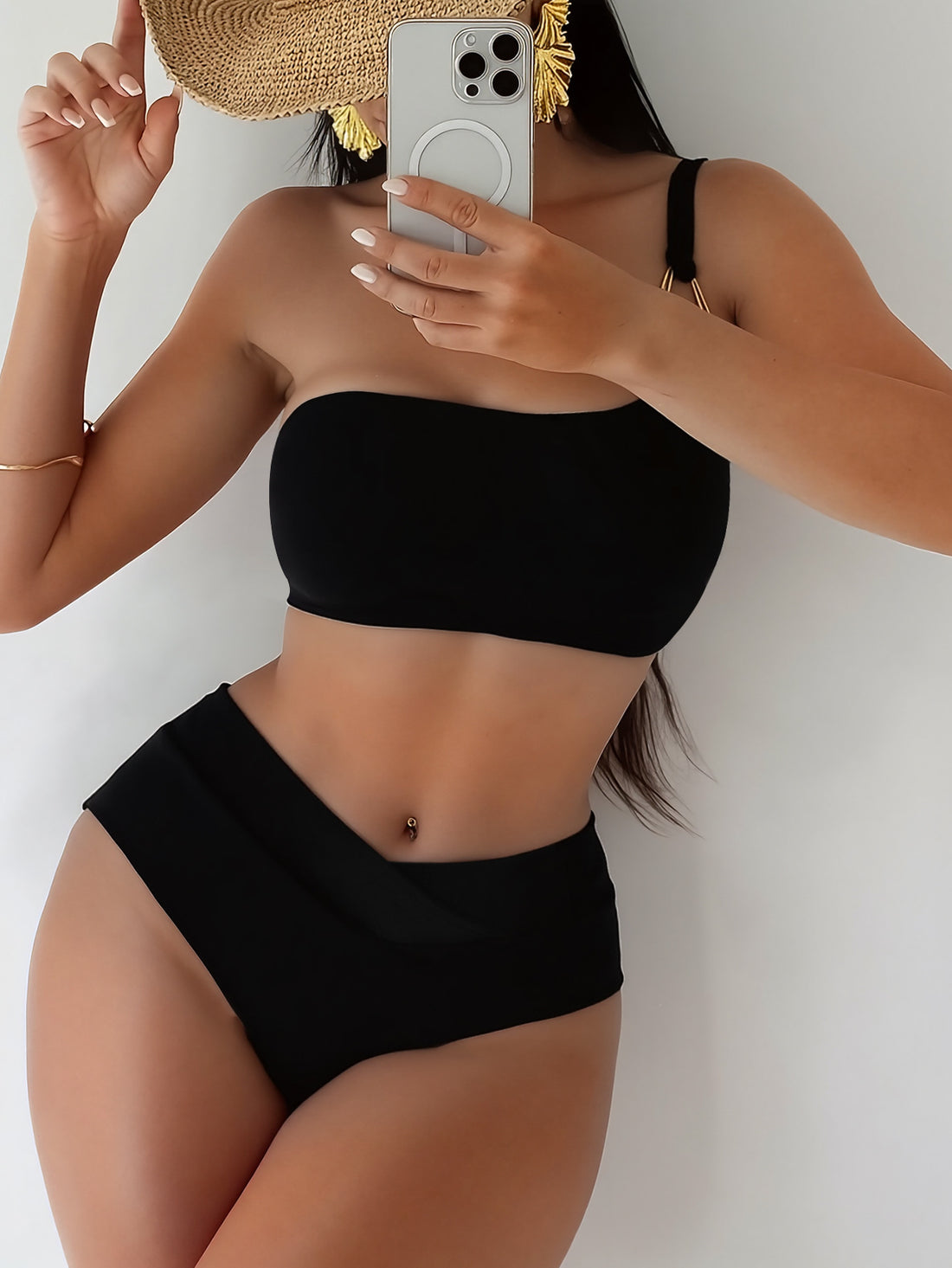 Lila Zen One-Shoulder Ring Detail Bikini Set