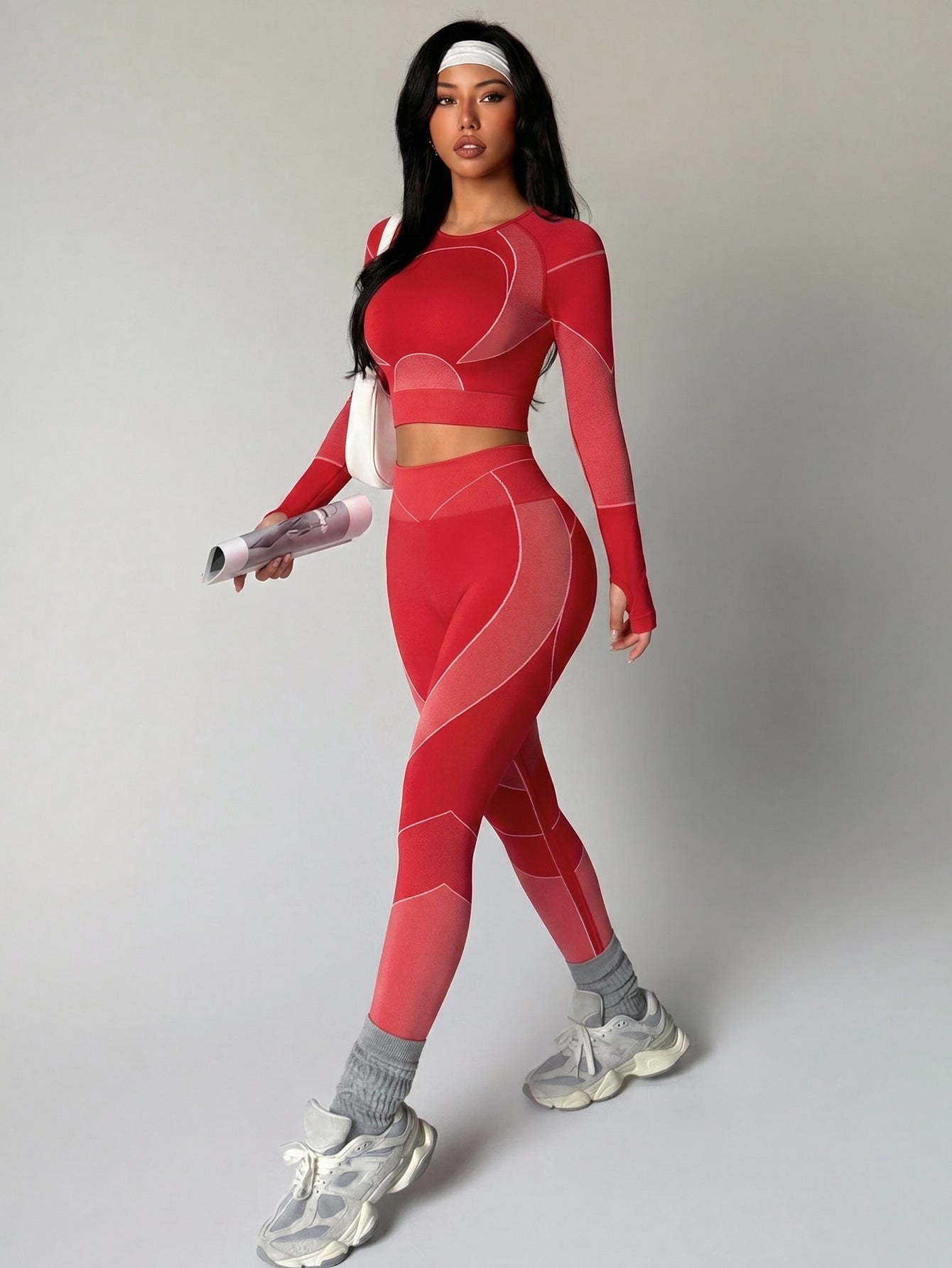 Lila Zen Seamless Long Sleeve Crop Top & High-Waisted Leggings Set