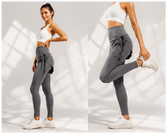 Lila Zen Women's Irregular Drawstring Pleated Yoga Skirt Pants