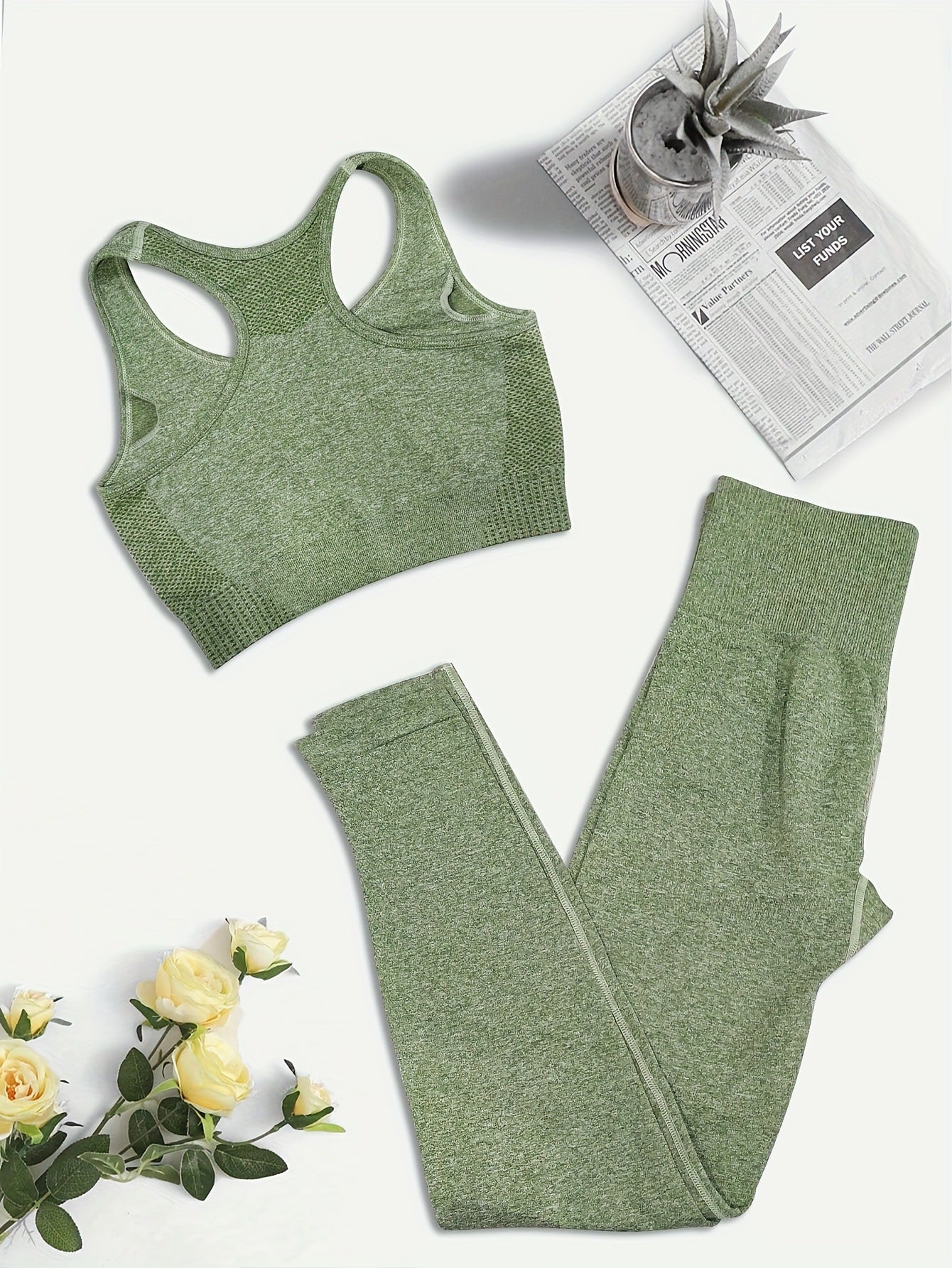 Lila Zen Seamless Racerback Sports Tank & High-Waist Butt-Lifting Leggings Set