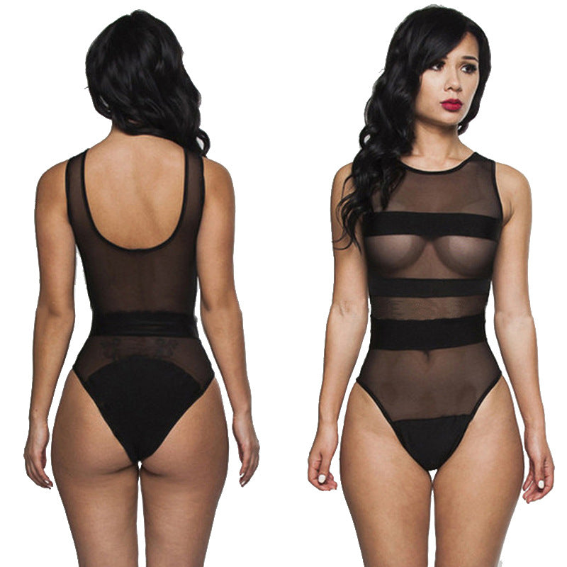 Illusion-Panel High-Cut One-Piece Swimsuit