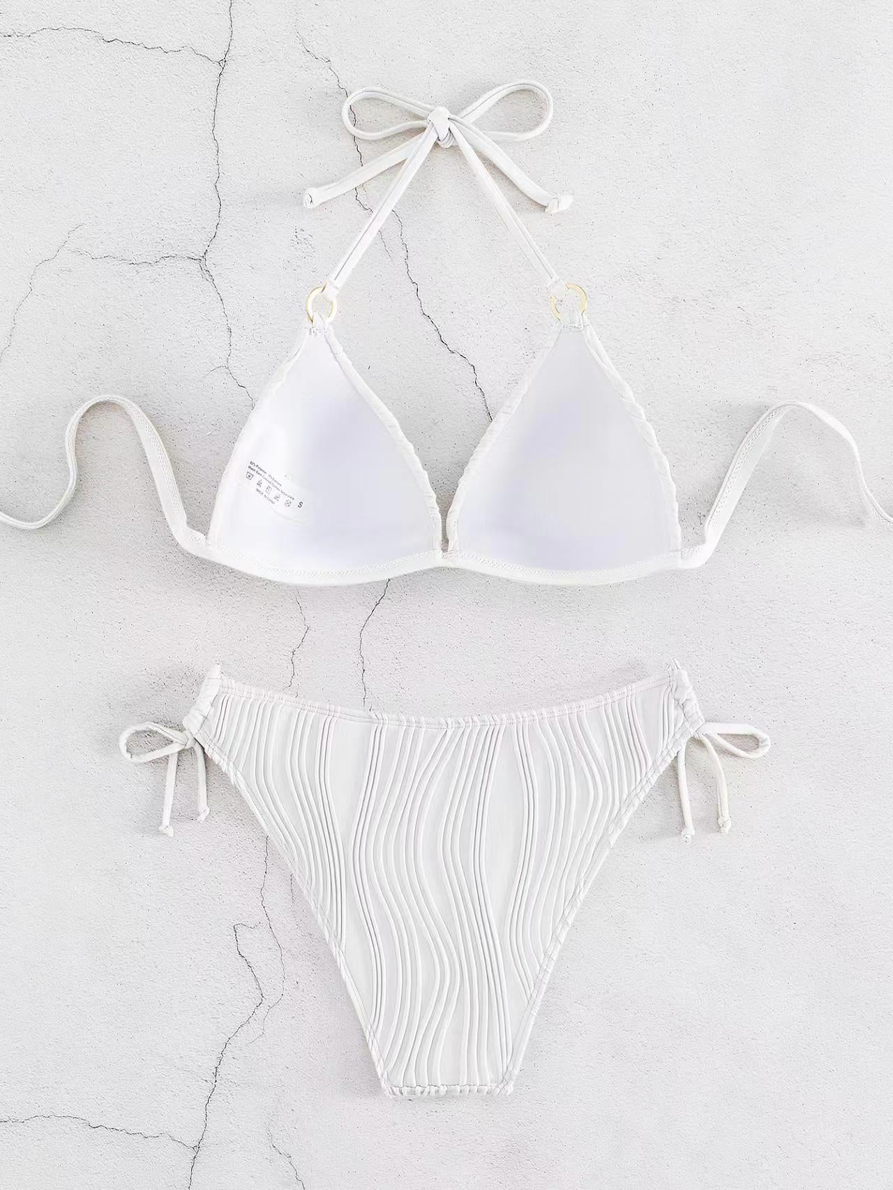 Ribbed Push-Up Halter Bikini Set