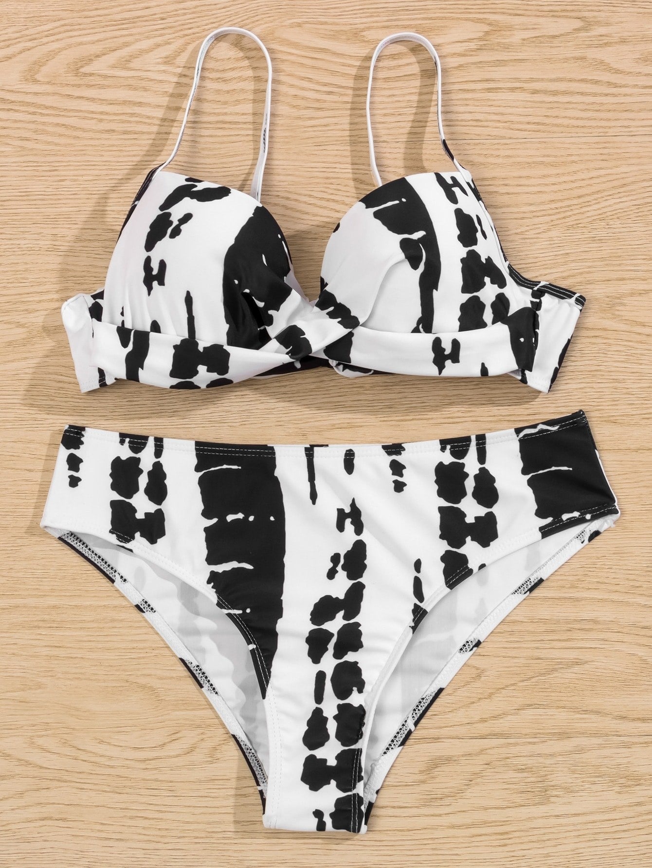 Cow Print Twist Underwire Bikini Set