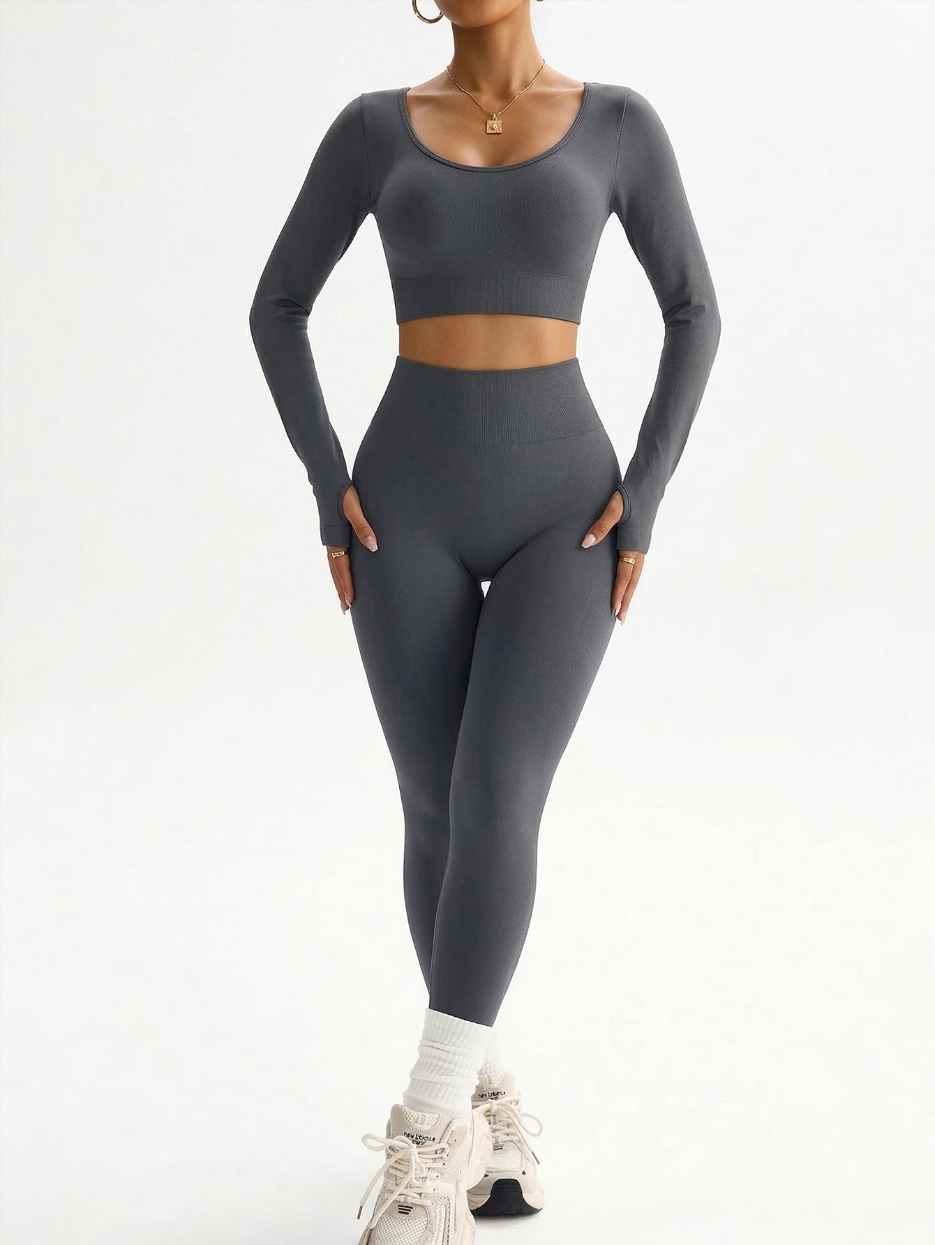 Lila Zen Cross-Back Long Sleeve Sculpting Workout Set