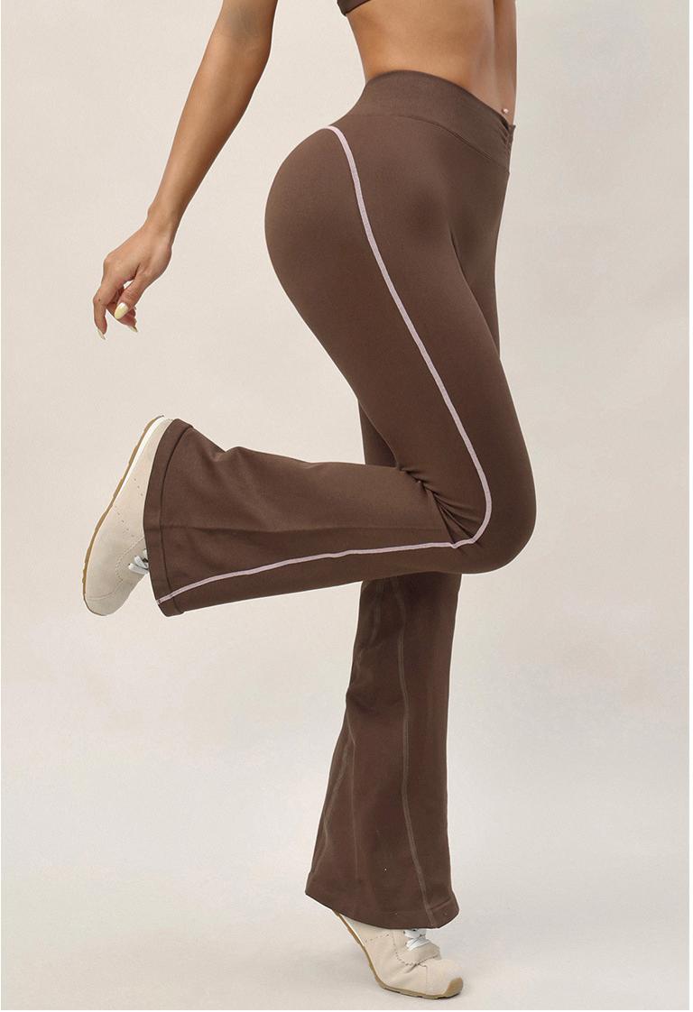 Lila Zen Striped Letter High-Waisted Hip-Lifting Slimming Yoga Flare Pants