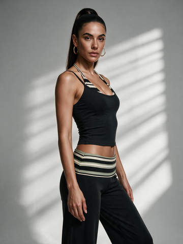 2-Piece Halter Crop Wide Leg Activewear Set