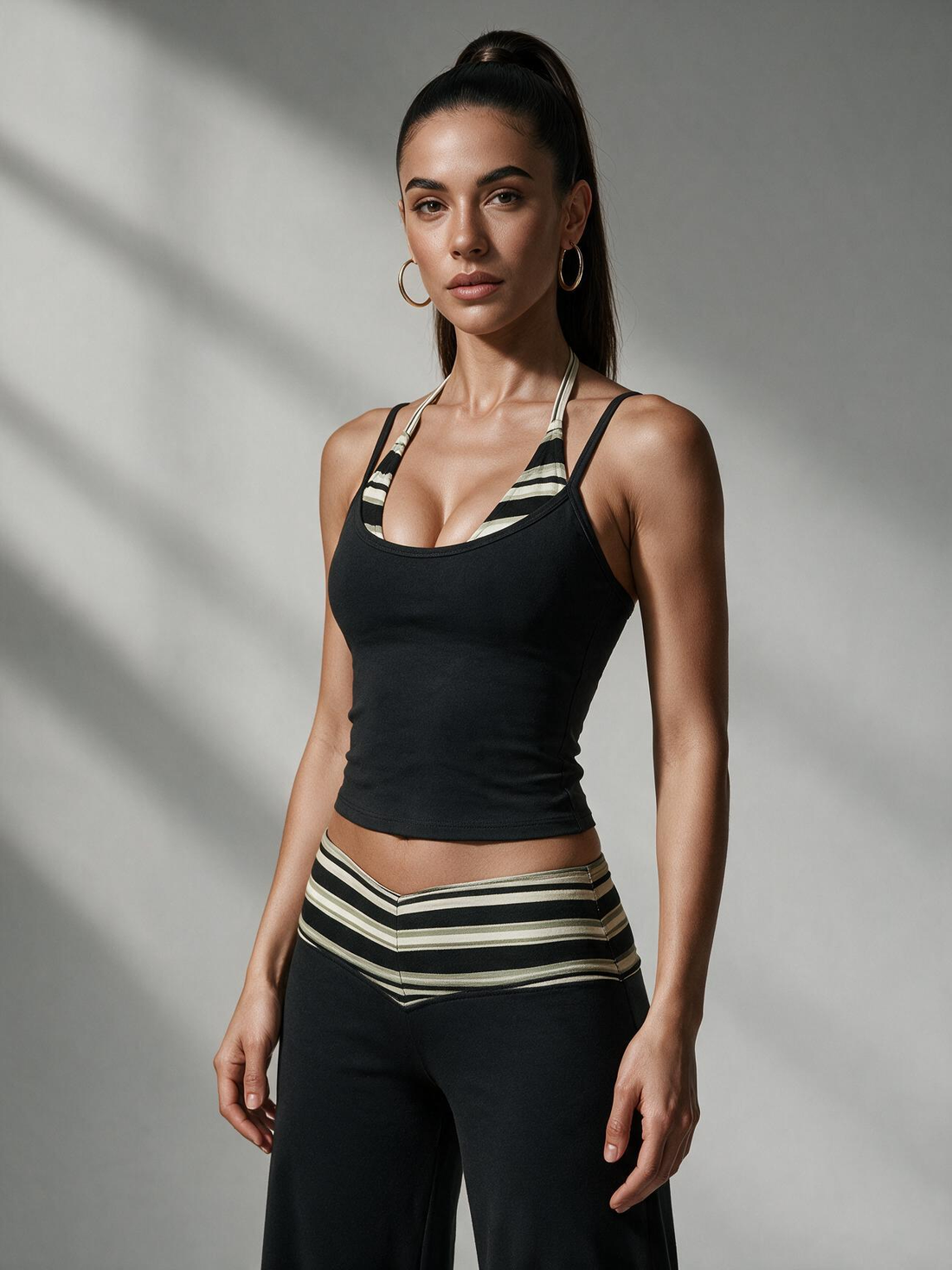 2-Piece Halter Crop Wide Leg Activewear Set