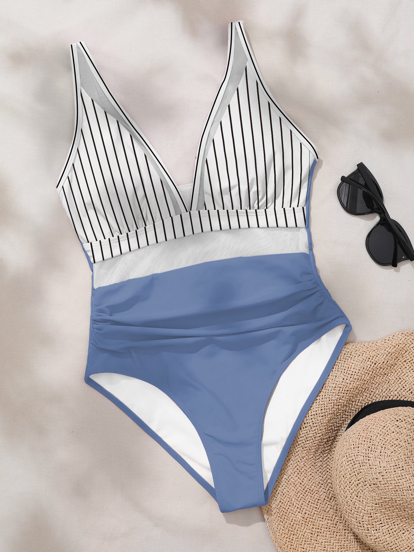 Lila Zen Plunge Mesh Tummy Control One-Piece Swimsuit