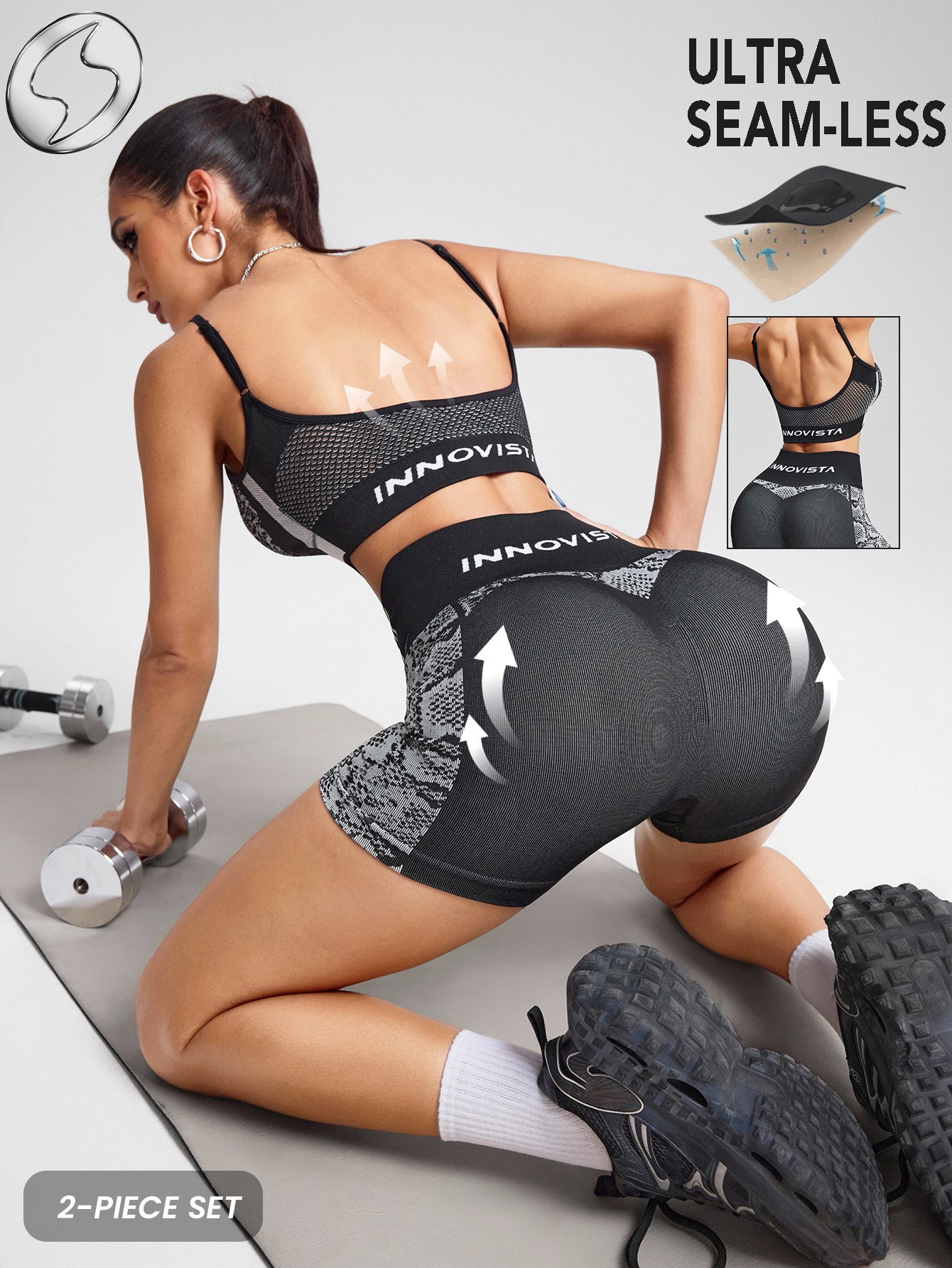 Lila Zen Seamless Sculpt High-Waisted Sports Bra & Biker Shorts Set