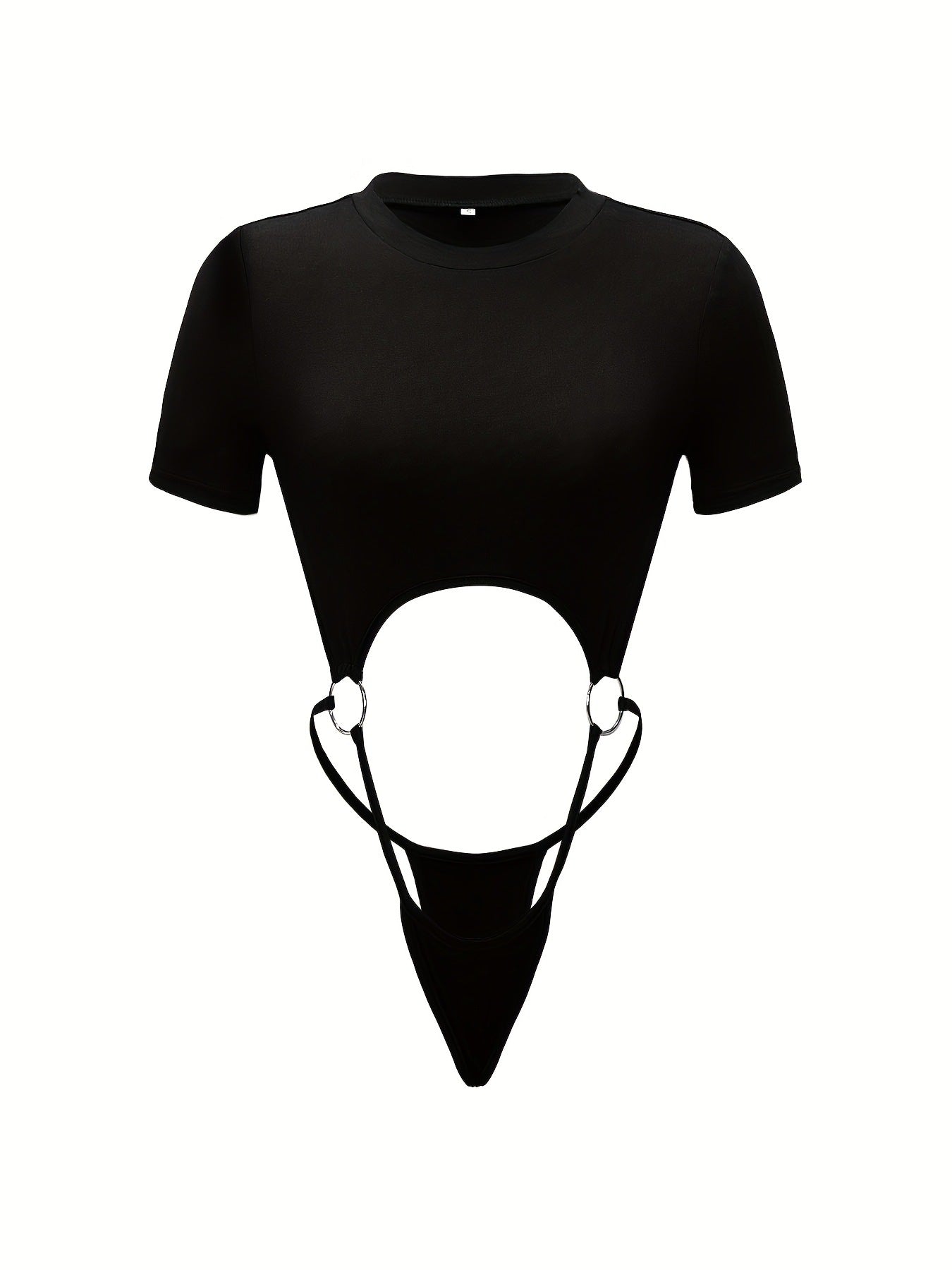 Metal Ring Cutout Short-Sleeve Bodysuit