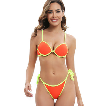 Neon Contrast Underwire Bikini Set