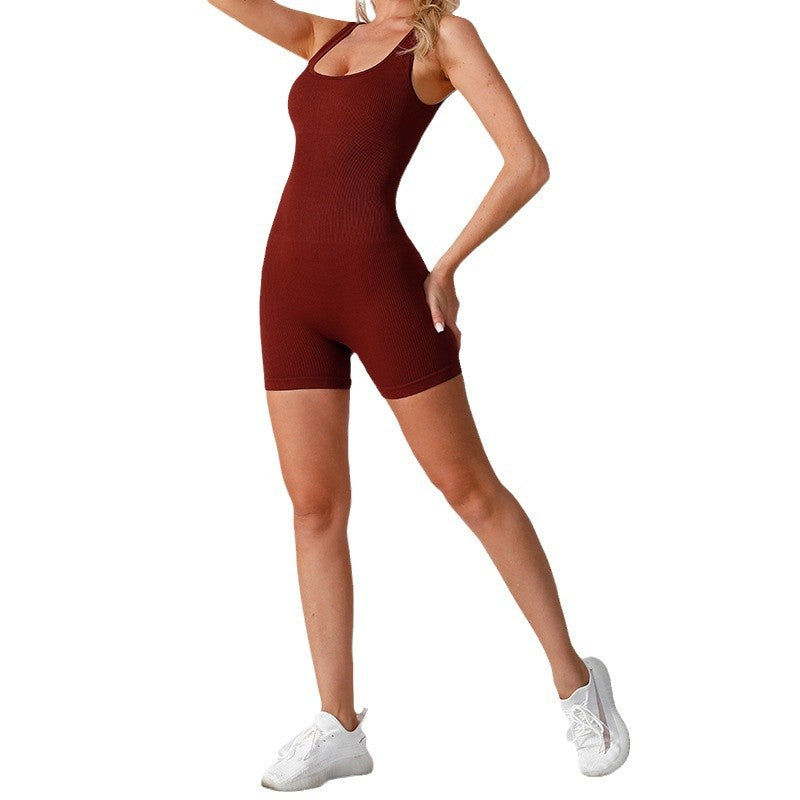 Lila Zen Ribbed Seamless Sculpt Romper Shorts