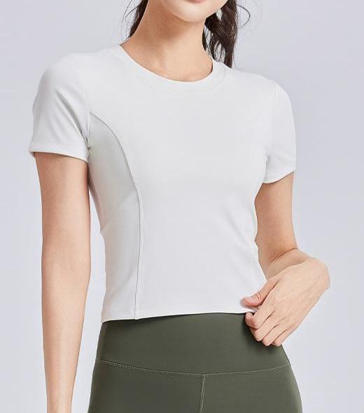 Lila Zen Drawstring Backless Ruffled Bra with Padded Chest Short-Sleeve Fitness Yoga Wear