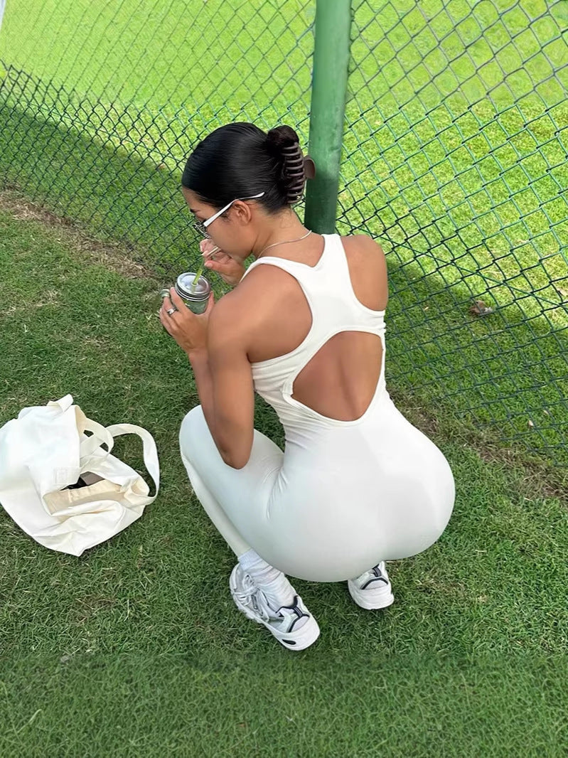 Lila Zen Half-Zip Open-Back Sculpt Yoga Jumpsuit