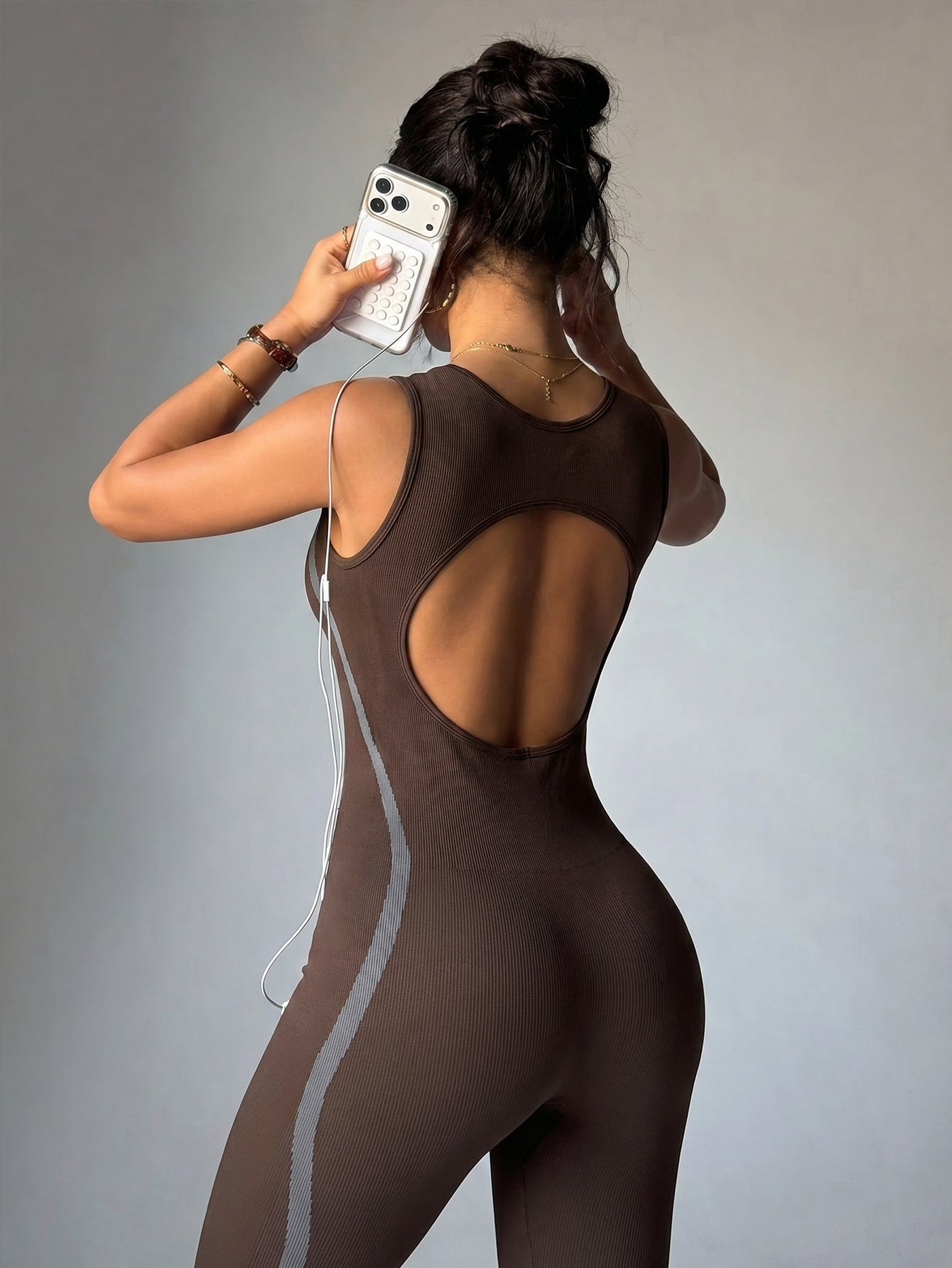 Lila Zen Open-Back Sculpt Yoga Jumpsuit