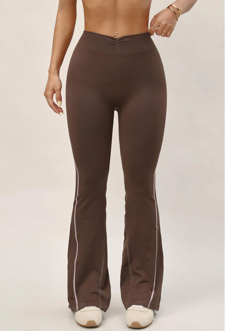 Lila Zen Striped Letter High-Waisted Hip-Lifting Slimming Yoga Flare Pants