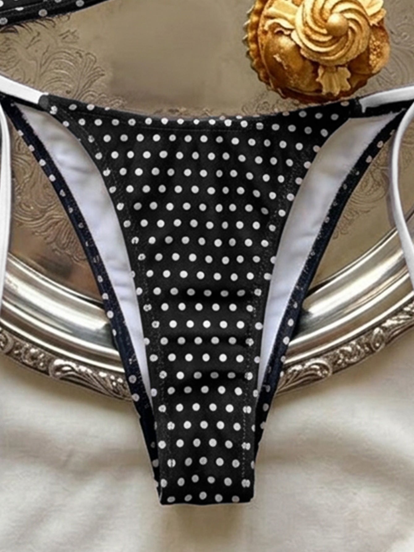 Polka Dot Layered Side-Tie Bikini Set