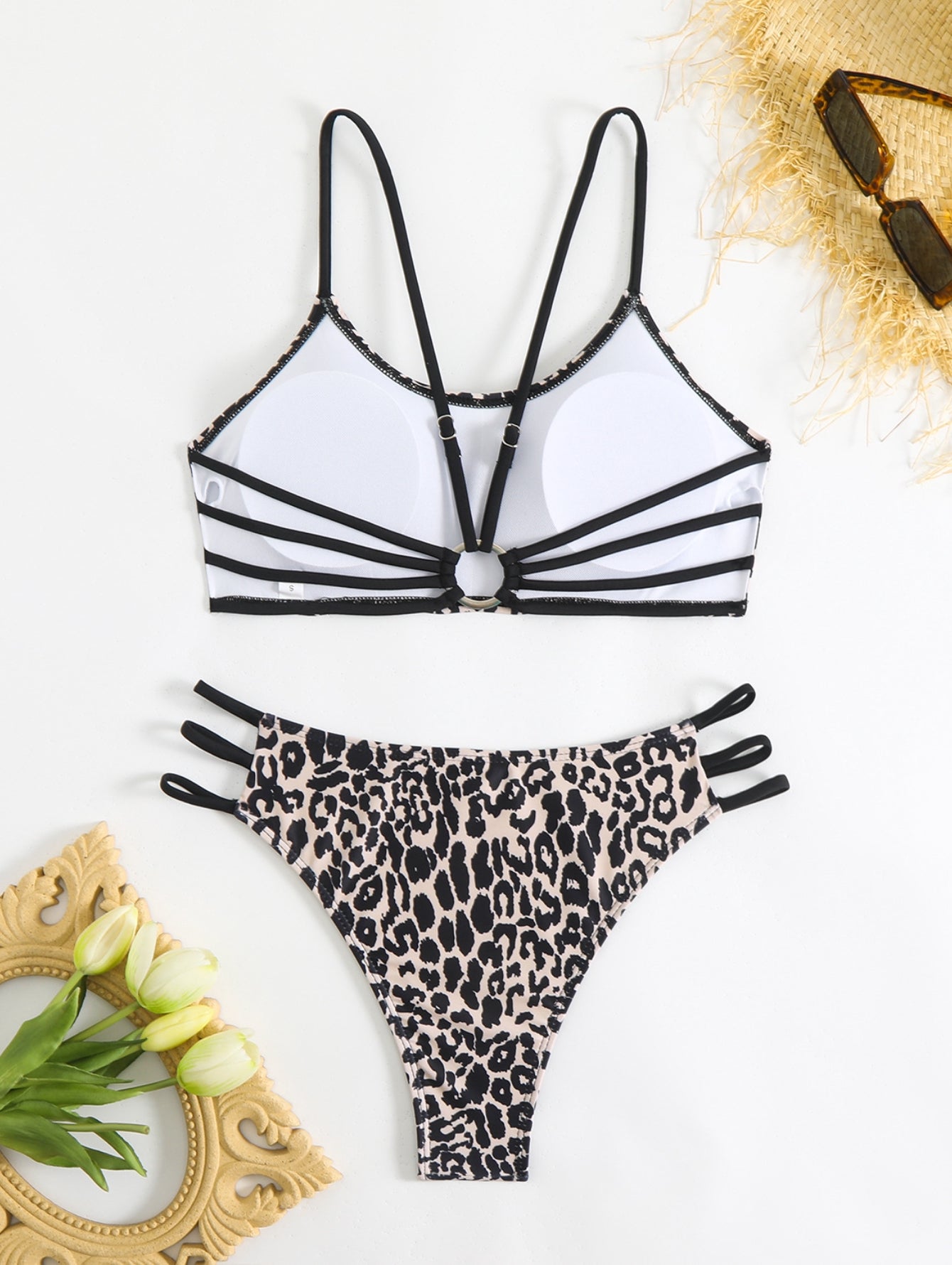 Printed Strappy-Back Scoop Bikini Set