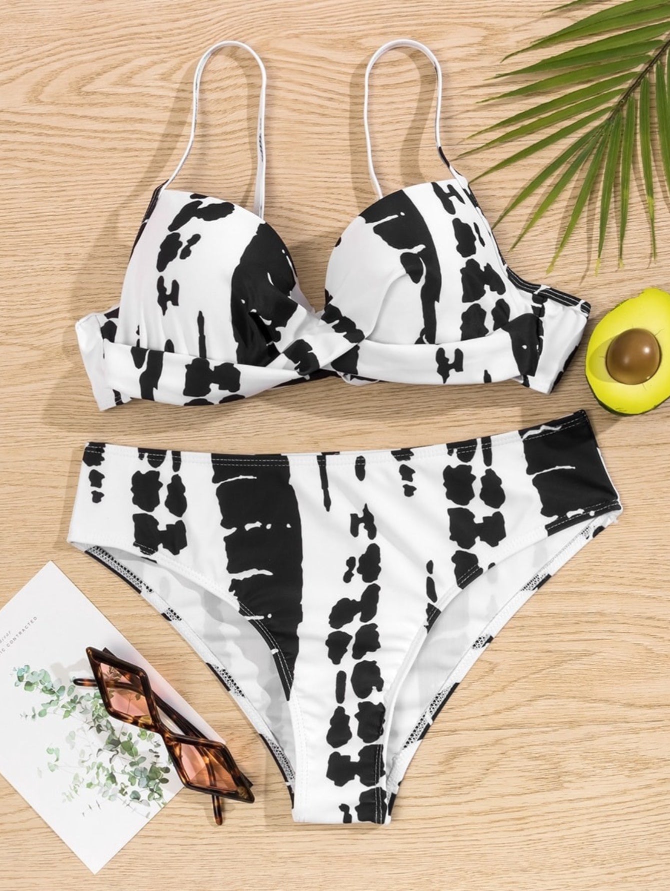 Cow Print Twist Underwire Bikini Set