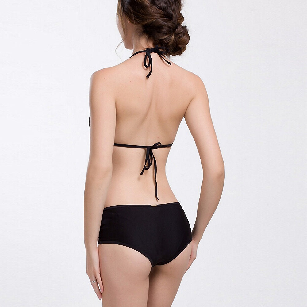 Onyx Fishnet High-Neck Bikini Set