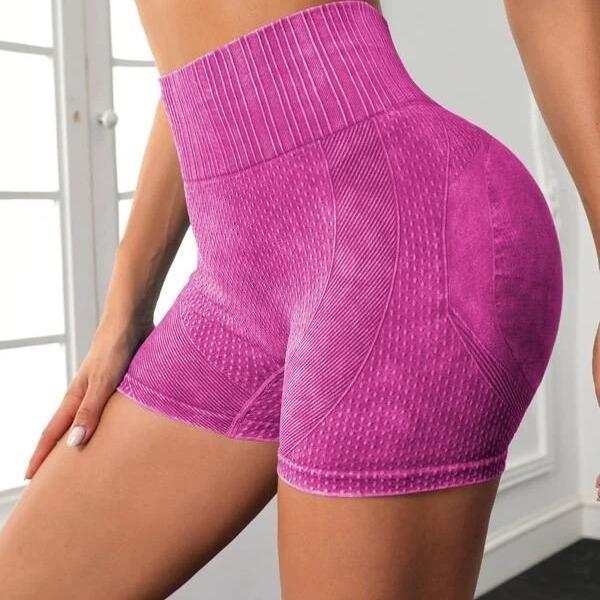 Lila Zen High-Waisted Tight-Fitting Peach Quick-Dry Yoga Shorts