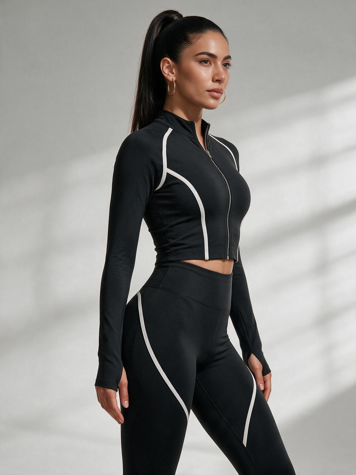 Zip-Up Jacket & High Waist Leggings Set