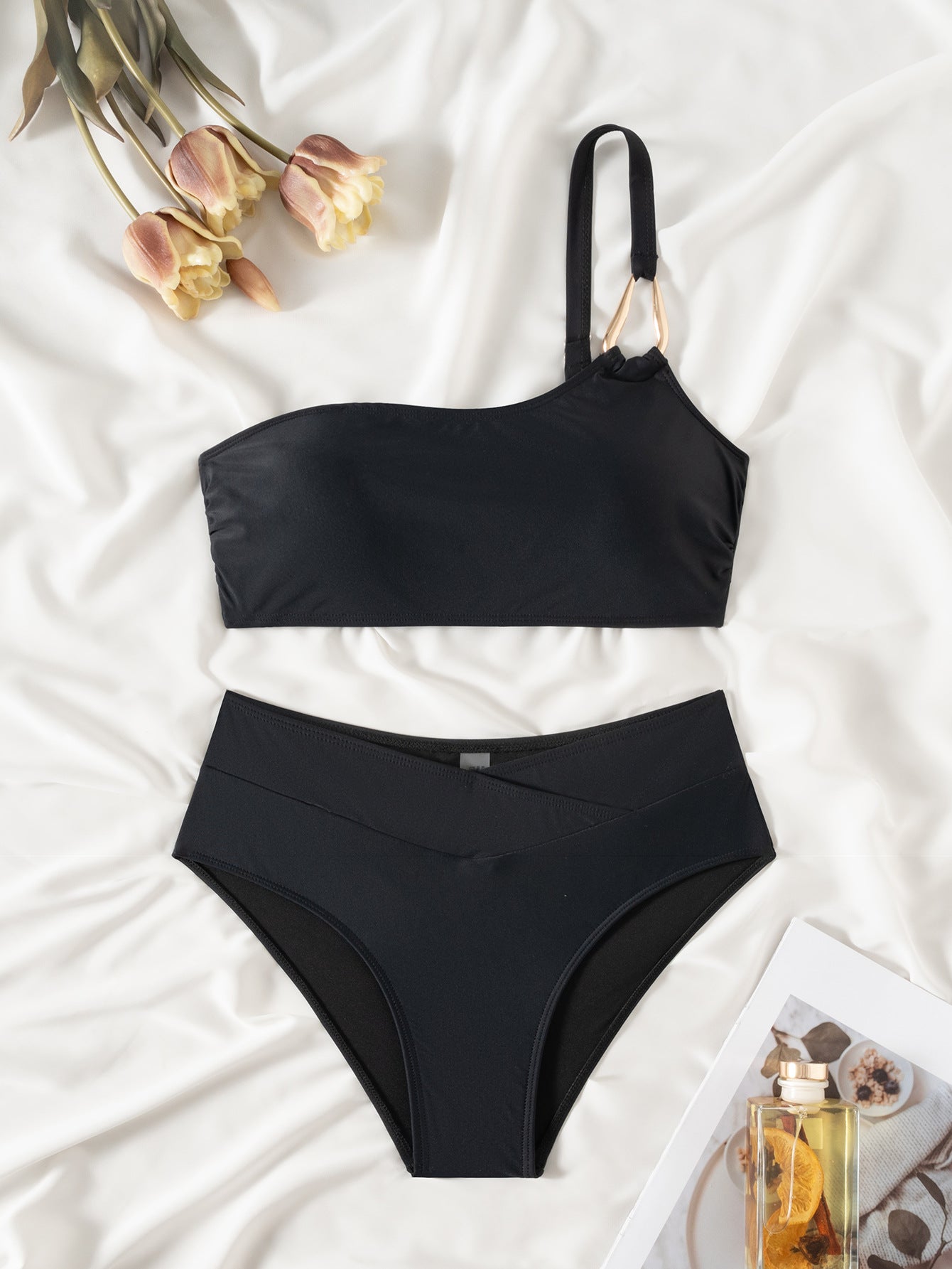 Lila Zen One-Shoulder Ring Detail Bikini Set