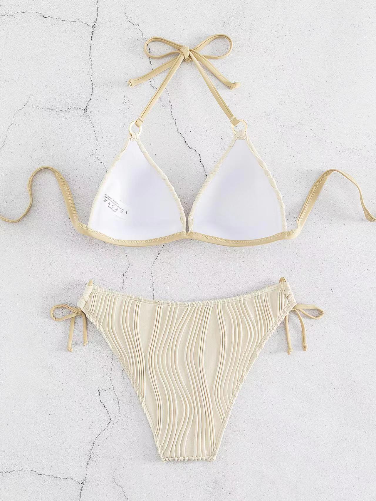 Ribbed Push-Up Halter Bikini Set