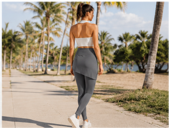 Lila Zen Women's Irregular Drawstring Pleated Yoga Skirt Pants